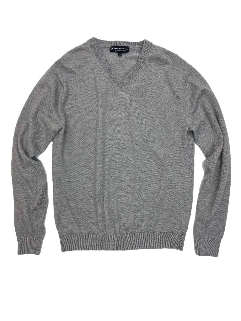 Hart Schaffner Marx Sweater Gray Extra Fine Merino Wool V-Neck Pullover Mens M